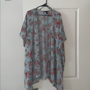 Forever 21 Blue and Pink Floral Kimono